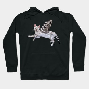 Snow Lynx Bengal Leopard Moth Flitter Kitty Hoodie